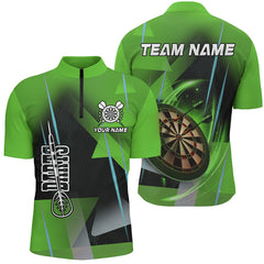 Maxcorners Personalized Darts Polo & Quarter-Zip 3D Printed Shirts Custom Green Darts Team Jersey