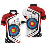 Maxcorners Personalized Archery Target White Red Jersey Men Polo Shirts Custom Archery Outfit For Archer