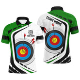Maxcorners Personalized Archery Target White Green Jersey Men Polo Shirts Custom Archery Outfit For Archer