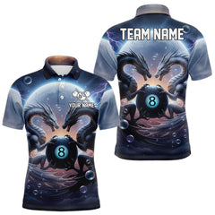 Maxcorners Personalized Dragon 8 Ball Billiard Shirt For Men Custom Pool League Team Jersey Polo & 1/4 Zip MT2709