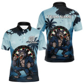 Maxcorners Funny Wolf Jungle Dart Shirts For Men Custom Dart Team Jerseys Polo & 1/4 Zip, Best Darts Gifts LM1625