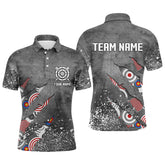 Maxcorners Custom Archery Target Pattern Grey Grunge Men Polo Shirts Best Custom Team Name Archery Jerseys