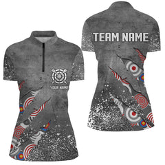 Maxcorners Custom Archery Target Pattern Grey Grunge Men Polo Shirts Best Custom Team Name Archery Jerseys