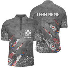 Maxcorners Custom Archery Target Pattern Grey Grunge Men Polo Shirts Best Custom Team Name Archery Jerseys