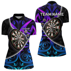 Maxcorners Neon Purple Blue Tribal Pattern Dart Shirts For Men Custom Dart Jerseys Team Polo & Quarter Zip