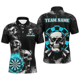Maxcorners Personalized Blue Darts Smoke Skull Dart Shirts Custom Darts Board Fire Flame Dart Team Jersey