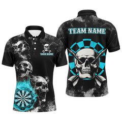 Maxcorners Personalized Blue Darts Smoke Skull Dart Shirts Custom Darts Board Fire Flame Dart Team Jersey