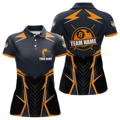 Maxcorners Billiard Jerseys For Men Custom Polo & Quarter-Zip Billiard Team Shirts, 8 Ball Pool Shirt |Orange