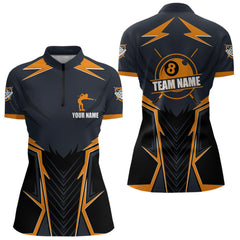 Maxcorners Billiard Jerseys For Men Custom Polo & Quarter-Zip Billiard Team Shirts, 8 Ball Pool Shirt |Orange