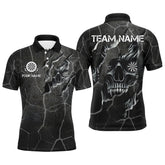 Maxcorners Skull Black Grunge Darts Jersey Customized Name, Team Name 3D Polo Shirt