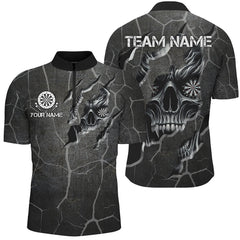 Maxcorners Skull Black Grunge Darts Jersey Customized Name, Team Name 3D Polo Shirt