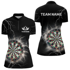 Maxcorners Custom Dartboard Thunder Lightning Dart Shirts For Men | Darts Polo & 1/4 Zip Team Jerseys