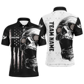 Maxcorners Black White Retro Us Flag Skull Darts Jersey Customized Name, Team Name 3D Shirt