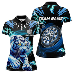 Maxcorners Personalized Blue 3D Tiger Thunder Lightning Dart Shirts For Men And Women Custom Darts League Jerseys