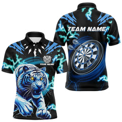 Maxcorners Personalized Blue 3D Tiger Thunder Lightning Dart Shirts For Men And Women Custom Darts League Jerseys