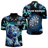 Maxcorners Personalized Blue 3D Tiger Thunder Lightning Dart Shirts For Men And Women Custom Darts League Jerseys