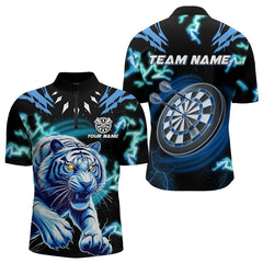 Maxcorners Personalized Blue 3D Tiger Thunder Lightning Dart Shirts For Men And Women Custom Darts League Jerseys