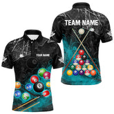 Maxcorners Personalized 8 Ball Pattern Smoke Men Billiard Shirts Custom Billiard Ball Pool Jerseys | Turquoise