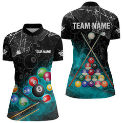 Maxcorners Personalized 8 Ball Pattern Smoke Men Billiard Shirts Custom Billiard Ball Pool Jerseys | Turquoise