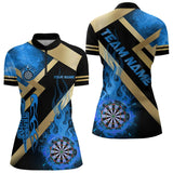 Maxcorners Personalized Gold And Blue Dartboard Fire Flame Custom Darts Shirts For Men, Darts Team Jerseys