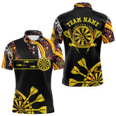 Maxcorners Yellow Golden Darts Tie Dye Polo & Quarter Zip Custom Dart Shirts For Men Glowing Dart Jerseys