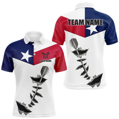 Maxcorners Personalized Texas Flag Steel Tip Dart Polo & 1/4 Zip For Men Custom Texas Darts Team Jersey LM1112