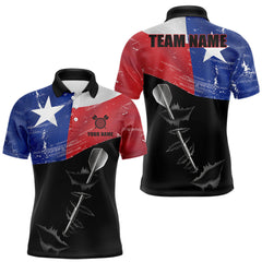 Maxcorners Personalized Texas Flag Steel Tip Dart Polo & 1/4 Zip For Men Custom Texas Darts Team Jerseys LM1112