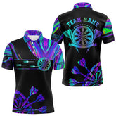 Maxcorners Neon Purple Blue Tie Dye Darts Shirt With Pocket For Men Custom Dart Jersey MT2306