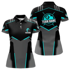 Maxcorners Billiard Jerseys For Men Custom Polo & 1/4 Zip Billiard Shirts, Team Pooler Short Sleeve |Turquoise