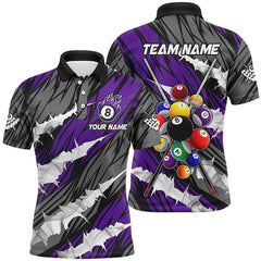 MaxCorners Billiards Balls 3D Purple Pattern Customized Name, Team Name 3D Polo Shirt For Men