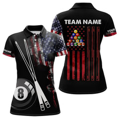 Maxcorners American Flag Smoke 8 Ball Pool Billiard Shirt For Men And Women Custom Patriotic Billiard Team Jersey