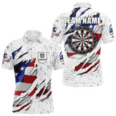 Maxcorners Patriotic Grunge US Flag Darts Shirt With Pocket For Men Custom Darts Jersey LM1008