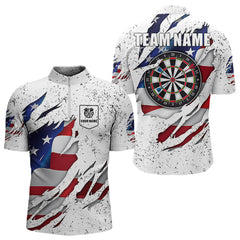 Maxcorners Patriotic Grunge US Flag Darts Shirt With Pocket For Men Custom Darts Jersey LM1008