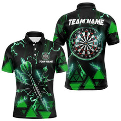 Maxcorners Green Darts Arrow Thunder Lightning Dart Shirts For Men Custom Dart Team Jerseys Polo & 1/4 Zip