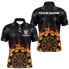 Maxcorners Personalized Flame Darts Polo & Quarter Zip Custom Darts Shirt For Men, Darts Team Jersey LM1812