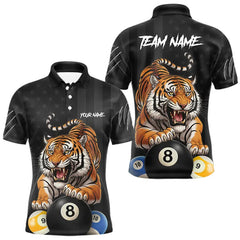 Maxcorners Funny Tiger 8 Ball, 9 Ball & 10 Ball US Flag Billiard Shirt For Men Custom Pool Team Jersey LM1812