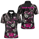 Maxcorners Pink And Black Thunder Lightning Skull Snake Billiard Shirts For Women Custom 8 Ball Billiard Jerseys