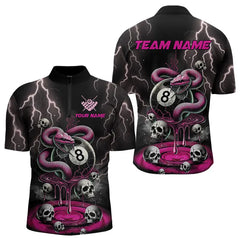 Maxcorners Pink And Black Thunder Lightning Skull Snake Billiard Shirts For Women Custom 8 Ball Billiard Jerseys
