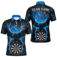 Maxcorners Blue Hawkeye Thunder Lightning Darts Shirt For Men Custom Darts Jersey Team Polo & 1/4 Zip LM2011
