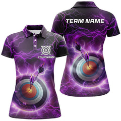 Maxcorners Personalized Archery 3D Target Custom Purple Thunder Lightning Men Polo Shirts, Archery Jerseys