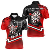 Maxcorners Black And Red Darts Shirts For Men Custom Lightning Dart Polo & Quarter Zip, Cool Dart Team Jerseys