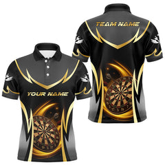 Maxcorners Gold Dartboard Lightning Darts Polo & 1/4 Zip Custom Darts Shirt For Men, Darts Team Jersey TU2511