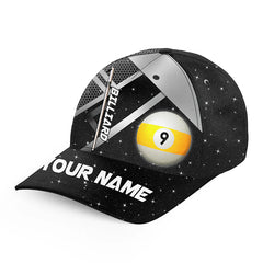 Maxcorners Billiard 9 Ball Pool Black Personalized Name 3D Cap