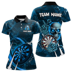 Maxcorners Personalized Blue 3D Skull Darts Shirt Custom Cool Darts League Team Jersey