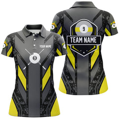 MaxCorners Billiard 9 Ball Pool Customized Name, Team Name 3D Polo Shirt For Women