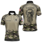 Maxcorners Vintage Camo Darts Polo & Quarter Zip Custom Dart Shirts For Men, Camouflage Dart Jerseys