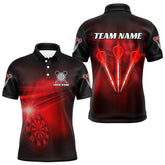Maxcorners Personalized Red Darts Flash Light Men Dart Polo Shirt, Dart Team Shirt Dart Jersey
