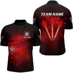 Maxcorners Personalized Red Darts Flash Light Men Dart Polo Shirt, Dart Team Shirt Dart Jersey