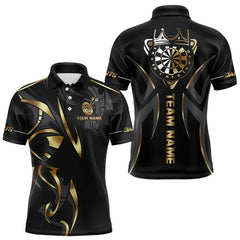 Maxcorners Black And Gold Dartboard Crown Dart Shirts For Men Custom Dart Jersey Team Polo & Quarter Zip