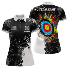 Maxcorners Personalized Paint White 3D Target Archery Men Polo & Quarter-Zip Shirts, Archery Jerseys Attires